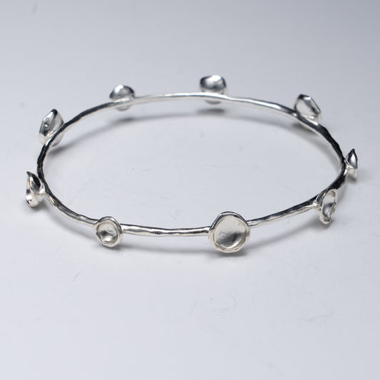 Lilypad silver bangle