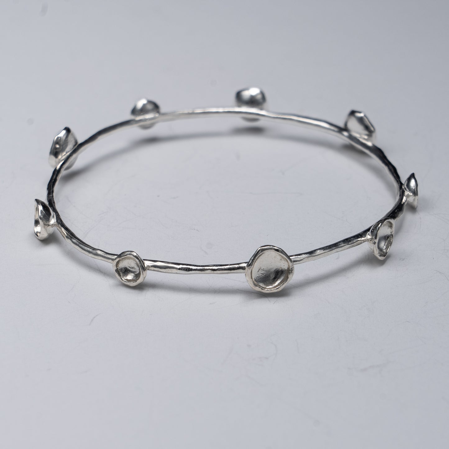 Lilypad silver bangle