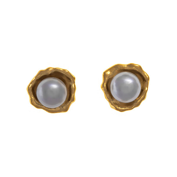 Gray pearl post earrings