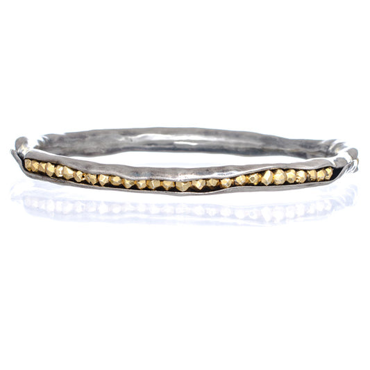 Antiqued sterling silver pod bangle