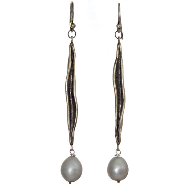 Silver pearl earrings