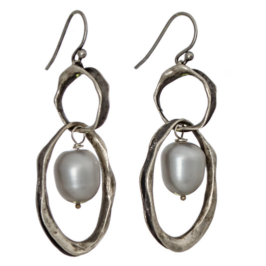 Silver pearl earrings