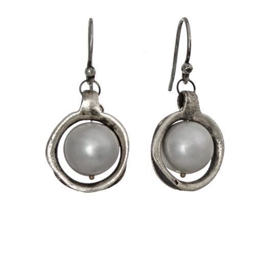 Silver pearl earrings