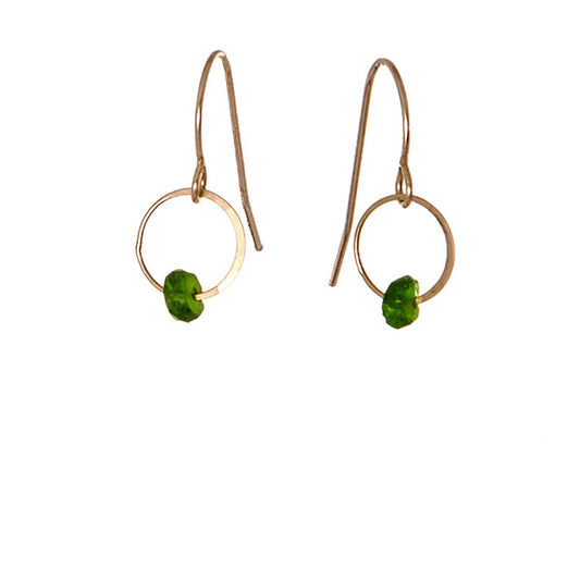 Tiny chrome diopside earrings