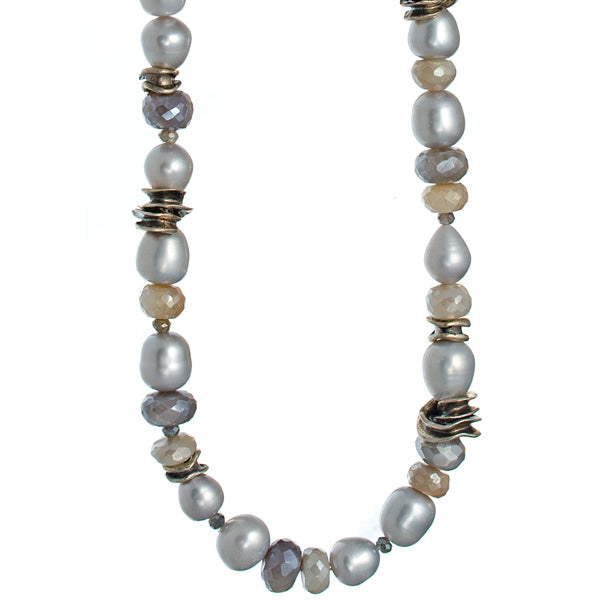 Pearl and moonstone necklace